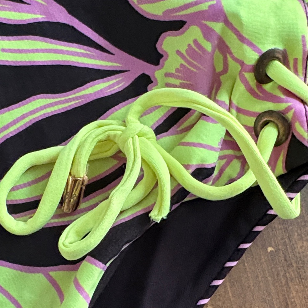 Maaji Black and Green One Piece Swimsuit with Adjustable Ties - Picture 7 of 12